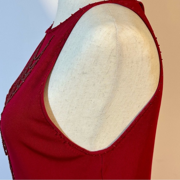 Venini Red Beaded Draped Tie Back Sz M - Picture 8 of 12
